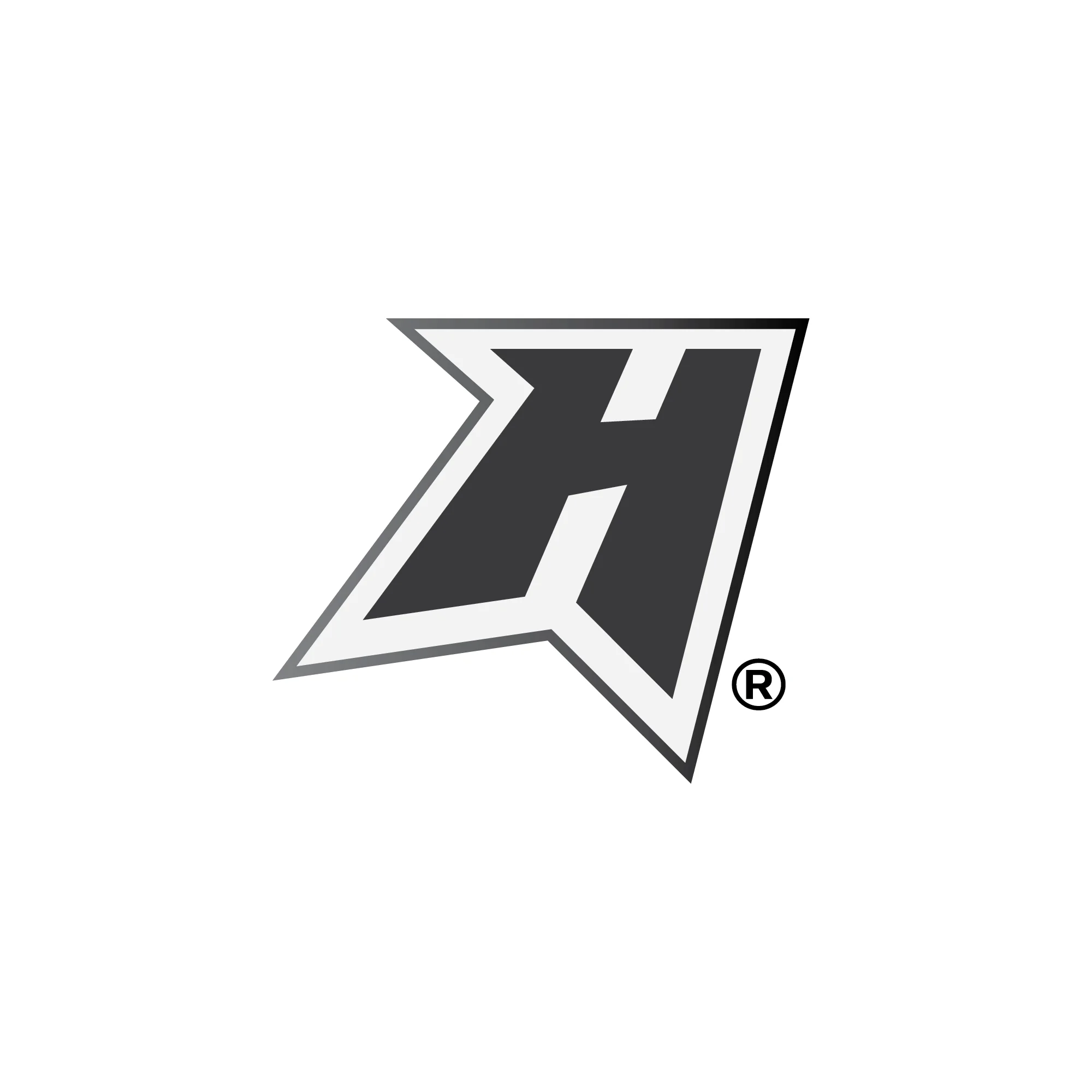 Outlined angular monogram logo on white